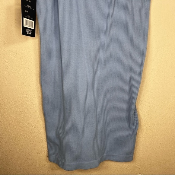 NEW LOVE NATION L/XL PASTEL BLUE RIBBED TANK SLEEVELESS STRETCH FITTED - Picture 5 of 10